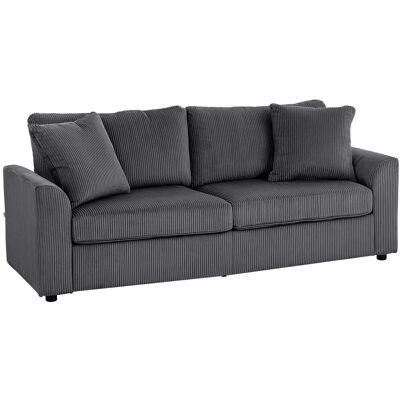 HOMCOM 3 Seater Sofa Polyester Stahl 212L x 80B x 88H cm Dunkelgrau HOMCOM 3 Seater Sofa Polyester Stahl 212L x 80B x 88H cm Dunkelgrau