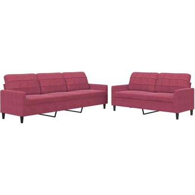 Vidaxl - Samtsofa 2-teilig - Bordeauxrot - Wohnzimmermöbel Vidaxl - Samtsofa 2-teilig - Bordeauxrot - Wohnzimmermöbel