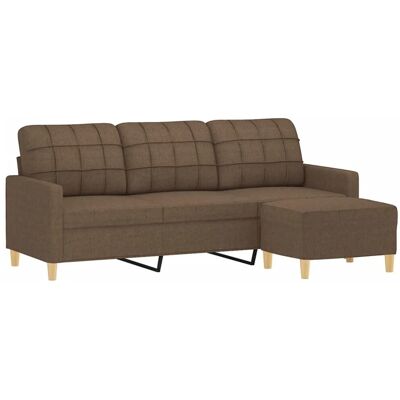vidaXL 3-Sitzer brauner Stoffsofa mit Fußhocker - Sofa vidaXL 3-Sitzer brauner Stoffsofa mit Fußhocker - Sofa