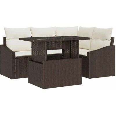 VIDAXL Gartensofa-Set - Braun - 5 Stück VIDAXL Gartensofa-Set - Braun - 5 Stück