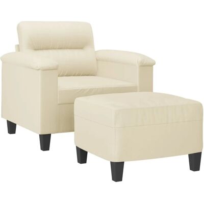 Vidaxl Sessel mit Hocker - Kunstleder Creme Modernes Design Vidaxl Sessel mit Hocker - Kunstleder Creme Modernes Design