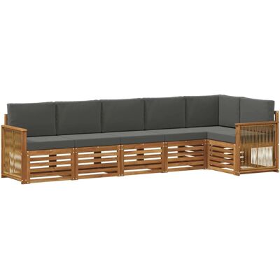 vidaXL Ecksofa Set mit Kissen 5 Stk Natur und Anthrazit 3384418 vidaXL Ecksofa Set mit Kissen 5 Stk Natur und Anthrazit 3384418
