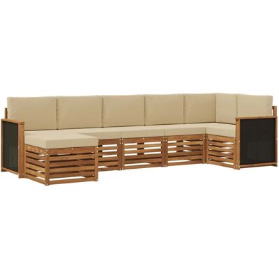 vidaXL Ecksofa Set 6 Stk Natur Massives Akazienholz und Polyester 3384614 vidaXL Ecksofa Set 6 Stk Natur Massives Akazienholz und Polyester 3384614