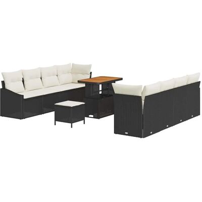 vidaXL Garten-Sofa-Set mit Kissen 11-Tlg Schwarz und Creme 3364580 vidaXL Garten-Sofa-Set mit Kissen 11-Tlg Schwarz und Creme 3364580