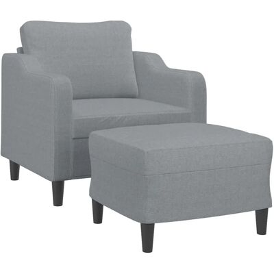 VIDAXL Sessel mit Hocker - Grau Stoff VIDAXL Sessel mit Hocker - Grau Stoff