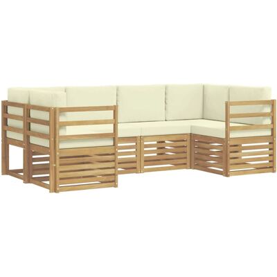 vidaXL Ecksofa Set mit Kissen 6 Stk Weiß und Creme Polyester 3392375 vidaXL Ecksofa Set mit Kissen 6 Stk Weiß und Creme Polyester 3392375