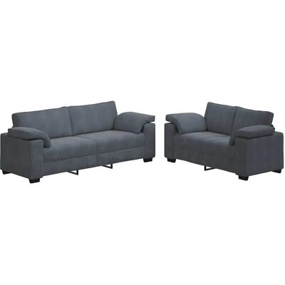 vidaXL 2-Teiliges Sofa-Set mit Kissen Dunkelgrau Samt 3324750 vidaXL 2-Teiliges Sofa-Set mit Kissen Dunkelgrau Samt 3324750