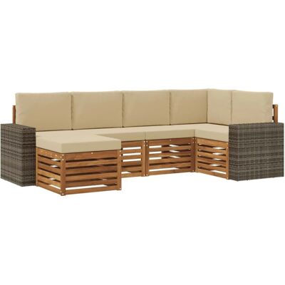 vidaXL Ecksofa Set mit Kissen 6 Stk Natur und Beige 3384579 vidaXL Ecksofa Set mit Kissen 6 Stk Natur und Beige 3384579