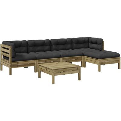 vidaXL 6-tlg. Garten-Sofagarnitur mit Kissen Braun vidaXL 6-tlg. Garten-Sofagarnitur mit Kissen Braun