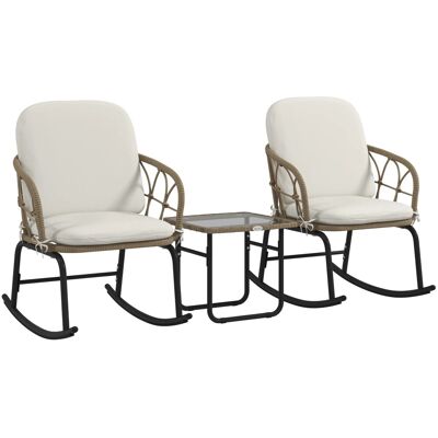 Outsunny 3tlg. Rattan Schaukelstuhl-Set Outsunny 3tlg. Rattan Schaukelstuhl-Set