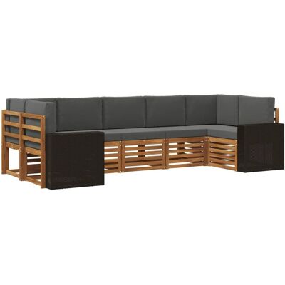 vidaXL Ecksofa Set mit Kissen 7 Stk Natur und Anthrazit Polyester 3384813 vidaXL Ecksofa Set mit Kissen 7 Stk Natur und Anthrazit Polyester 3384813
