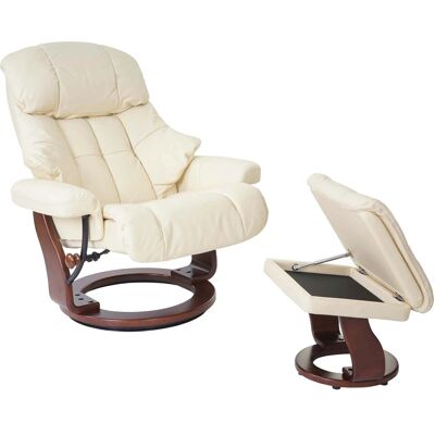 MCA Relaxsessel Calgary XXL Echtleder 180kg Belastbar Creme Walnuss-Optik MCA Relaxsessel Calgary XXL Echtleder 180kg Belastbar Creme Walnuss-Optik