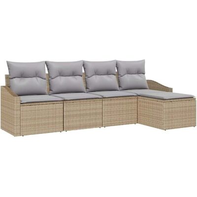 Beige Gartentisch-Set - 5-teilig, Natur Rattan, Außenbereich Beige Gartentisch-Set - 5-teilig, Natur Rattan, Außenbereich