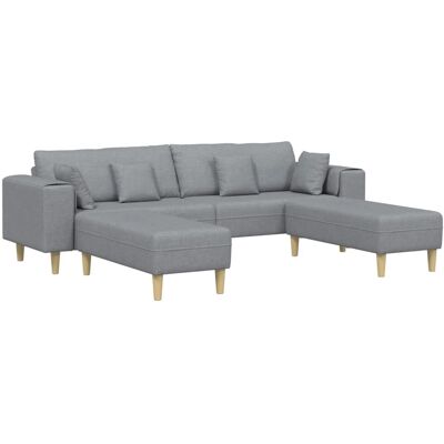 vidaXL Sofa mit Kissen 3-Tlg Hellgrau Stoff 3335162 vidaXL Sofa mit Kissen 3-Tlg Hellgrau Stoff 3335162