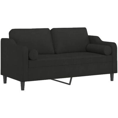 vidaXL 2-Sitzer Schwarzes Stoffsofa mit Kissen - Couch vidaXL 2-Sitzer Schwarzes Stoffsofa mit Kissen - Couch