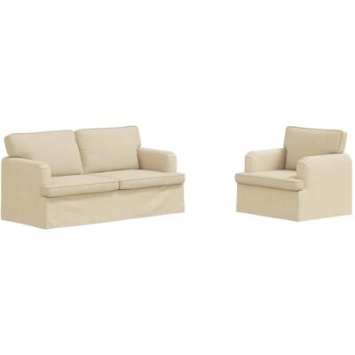 vidaXL Sofa 2-Tlg Creme 162 x 80 x 85 cm Stoff 3407565 vidaXL Sofa 2-Tlg Creme 162 x 80 x 85 cm Stoff 3407565