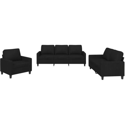 vidaXL Schwarzes 3-teiliges Sofagarnitur - Sofa Set vidaXL Schwarzes 3-teiliges Sofagarnitur - Sofa Set