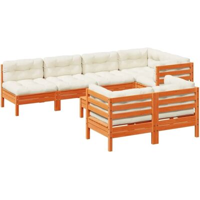 vidaXL 8-Tlg Garten-Sofagarnitur mit Kissen Wachsbraun Kiefernholz 3299350 vidaXL 8-Tlg Garten-Sofagarnitur mit Kissen Wachsbraun Kiefernholz 3299350