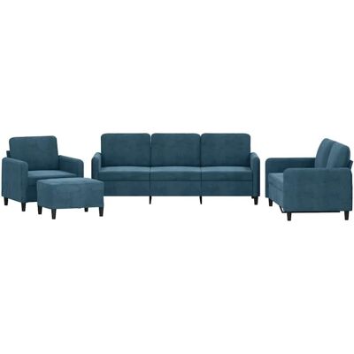 Vidaxl Blaues Samtsofa-Set 4-teilig Vidaxl Blaues Samtsofa-Set 4-teilig