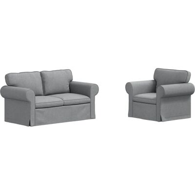 vidaXL Sofa 2-Tlg Hellgrau 155 x 82 x 80 cm Stoff 3407486 vidaXL Sofa 2-Tlg Hellgrau 155 x 82 x 80 cm Stoff 3407486