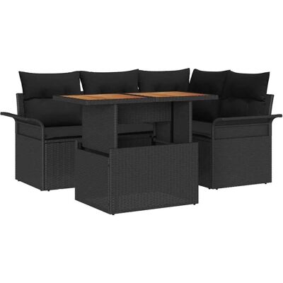 vidaXL Garten-Sofa-Set mit Kissen 5-Tlg Schwarz 3349330 vidaXL Garten-Sofa-Set mit Kissen 5-Tlg Schwarz 3349330