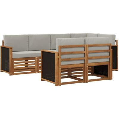 vidaXL Ecksofa Set mit Kissen 6 Stk Natur und Hellgrau 3384462 vidaXL Ecksofa Set mit Kissen 6 Stk Natur und Hellgrau 3384462