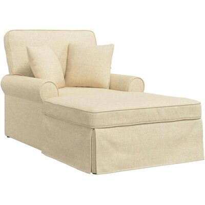 vidaXL Chaise Lounge mit Rock mit Kissen 3-Tlg Creme Stoff 42022945 vidaXL Chaise Lounge mit Rock mit Kissen 3-Tlg Creme Stoff 42022945