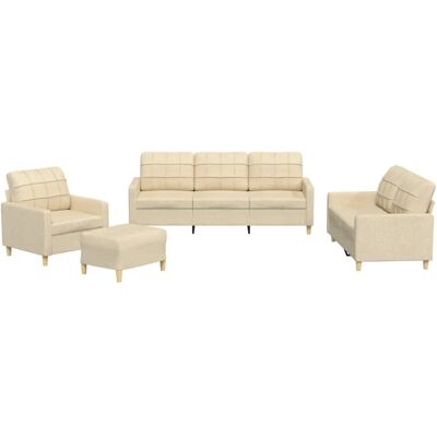 vidaXL 4-teiliges Creme Stoffsofa-Set - Sofa set vidaXL 4-teiliges Creme Stoffsofa-Set - Sofa set