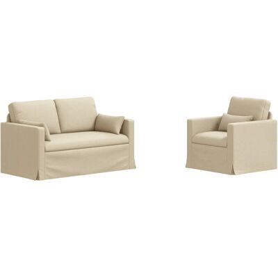 vidaXL Sofa 2-Tlg Creme 139 x 78 x 80 cm Stoff 3407498 vidaXL Sofa 2-Tlg Creme 139 x 78 x 80 cm Stoff 3407498