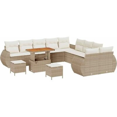 vidaXL Garten-Sofa-Set mit Kissen mit Speicher 13-Tlg Beige und Creme 3363886 vidaXL Garten-Sofa-Set mit Kissen mit Speicher 13-Tlg Beige und Creme 3363886