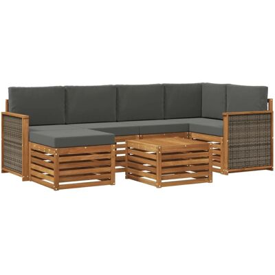 vidaXL Ecksofa Set mit Kissen 6 Stk Natur und Anthrazit 3384588 vidaXL Ecksofa Set mit Kissen 6 Stk Natur und Anthrazit 3384588