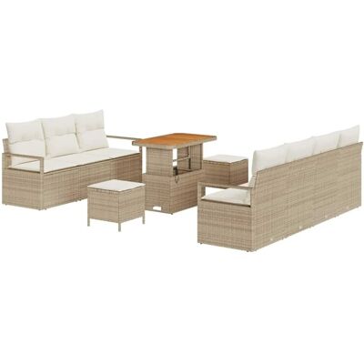 vidaXL Garten-Sofa-Set mit Kissen mit Speicher 10-Tlg Beige und Creme 3364441 vidaXL Garten-Sofa-Set mit Kissen mit Speicher 10-Tlg Beige und Creme 3364441