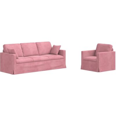 vidaXL Sofa 2-Tlg Rosa 198 x 78 x 80 cm Samt 3407599 vidaXL Sofa 2-Tlg Rosa 198 x 78 x 80 cm Samt 3407599