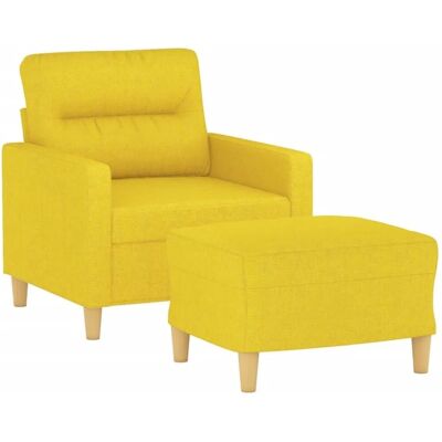 vidaXL Hellgelber Stoffsessel mit Hocker - Sessel vidaXL Hellgelber Stoffsessel mit Hocker - Sessel