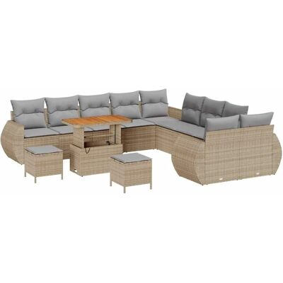 vidaXL Garten-Sofa-Set mit Kissen 13-Tlg Beige und Hellgrau 3363887 vidaXL Garten-Sofa-Set mit Kissen 13-Tlg Beige und Hellgrau 3363887