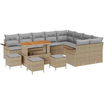 vidaXL Garten-Sofa-Set mit Kissen 13-Tlg Beige und Hellgrau 3364132 vidaXL Garten-Sofa-Set mit Kissen 13-Tlg Beige und Hellgrau 3364132