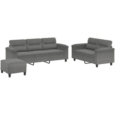 vidaXL 3-Tlg Sofagarnitur mit Kissen Dunkelgrau Mikrofasergewebe 3202346 vidaXL 3-Tlg Sofagarnitur mit Kissen Dunkelgrau Mikrofasergewebe 3202346