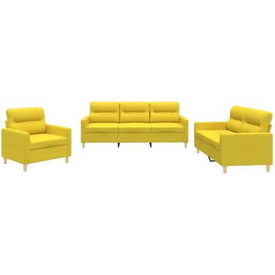 vidaXL - 3-teiliges Gelbes Stoffsofa-Set vidaXL - 3-teiliges Gelbes Stoffsofa-Set