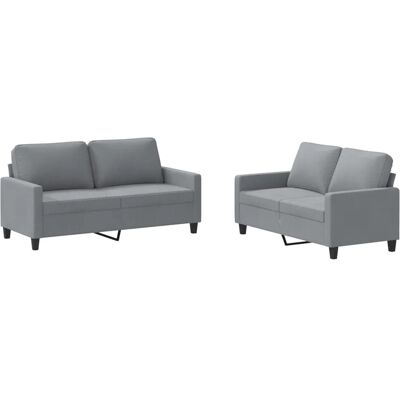 vidaXL 2-Tlg Sofagarnitur mit Kissen Hellgrau Stoff 3201444 vidaXL 2-Tlg Sofagarnitur mit Kissen Hellgrau Stoff 3201444