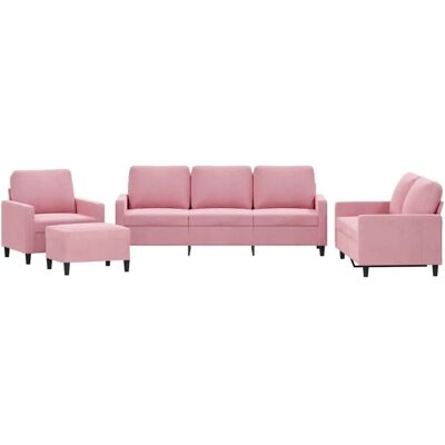 vidaXL 4-teiliges Samtsofa-Set in Pink - Wohnzimmereinrichtung vidaXL 4-teiliges Samtsofa-Set in Pink - Wohnzimmereinrichtung