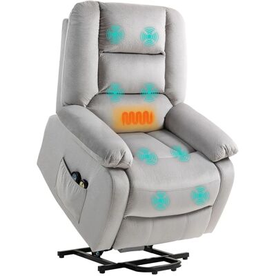 HOMCOM Relaxsessel mit Vibrationsmassage Liegefunktion Massagesessel Hellgrau HOMCOM Relaxsessel mit Vibrationsmassage Liegefunktion Massagesessel Hellgrau