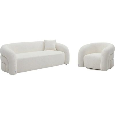 Vente-unique Couchgarnitur Mit Sessel Lapiota Weiß 97 cm 220 cm Vente-unique Couchgarnitur Mit Sessel Lapiota Weiß 97 cm 220 cm