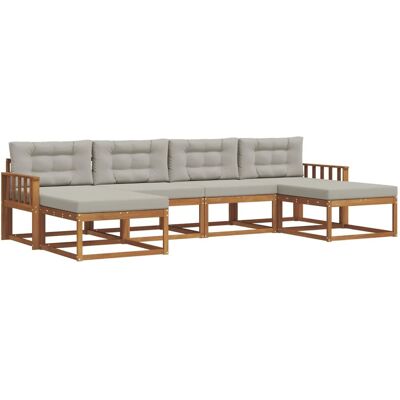 vidaXL Sofa Set mit Kissen 16-Tlg Natur und Hellgrau 3367959 vidaXL Sofa Set mit Kissen 16-Tlg Natur und Hellgrau 3367959