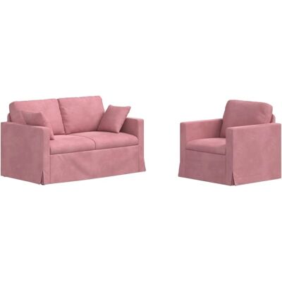 vidaXL Sofa Set 2-Tlg Rosa 138 x 78 x 80 cm Samt 3407511 vidaXL Sofa Set 2-Tlg Rosa 138 x 78 x 80 cm Samt 3407511