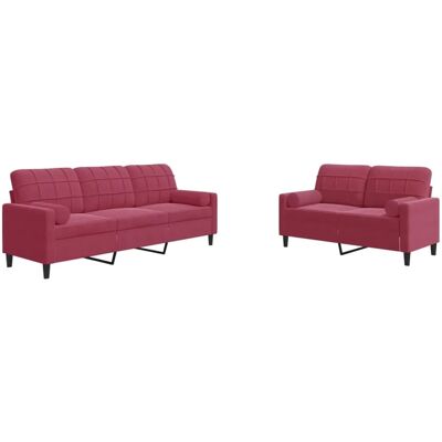 vidaXL Rotes Samt 2-tlg. Sofagarnitur - Wohnzimmermöbel vidaXL Rotes Samt 2-tlg. Sofagarnitur - Wohnzimmermöbel
