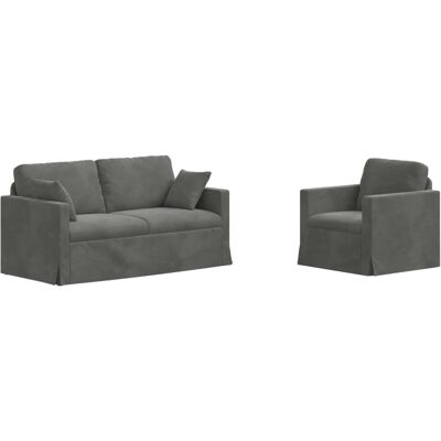 vidaXL Sofa 2-Tlg Dunkelgrau 158 x 78 x 80 cm Samt 3407552 vidaXL Sofa 2-Tlg Dunkelgrau 158 x 78 x 80 cm Samt 3407552