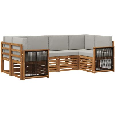 vidaXL Ecksofa Set mit Kissen 5 Stk Natur und Hellgrau 3384772 vidaXL Ecksofa Set mit Kissen 5 Stk Natur und Hellgrau 3384772