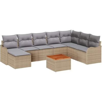 vidaXL Garten-Sofa-Set 9-Tlg Beige Hellgrau 3356159 vidaXL Garten-Sofa-Set 9-Tlg Beige Hellgrau 3356159