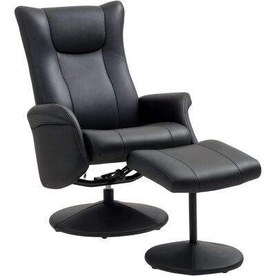 HOMCOM Relaxsessel mit Hocker Kunstleder Schwarz 79L x 70B x 105H cm HOMCOM Relaxsessel mit Hocker Kunstleder Schwarz 79L x 70B x 105H cm