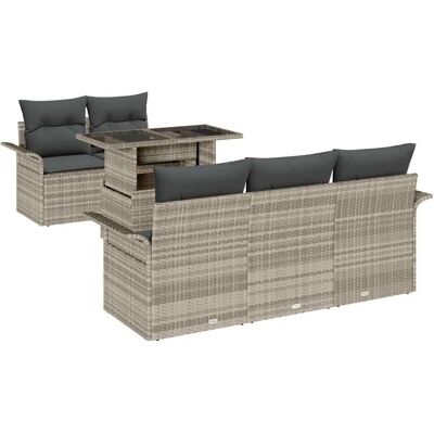 vidaXL Garten-Sofa-Set mit Kissen 6-Tlg Hellgrau Poly Rattan 3356935 vidaXL Garten-Sofa-Set mit Kissen 6-Tlg Hellgrau Poly Rattan 3356935